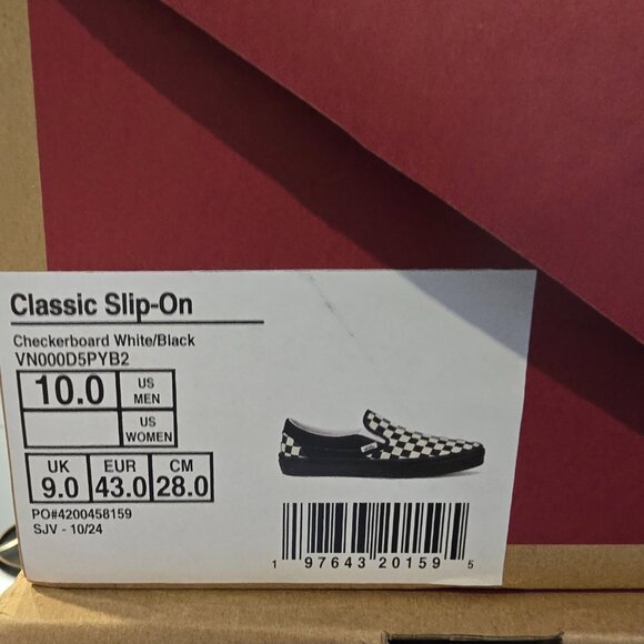 VANS Authentic Black White Checkerboard Classic Slip-On Shoe Mens Size 12 NEW - Picture 3 of 13